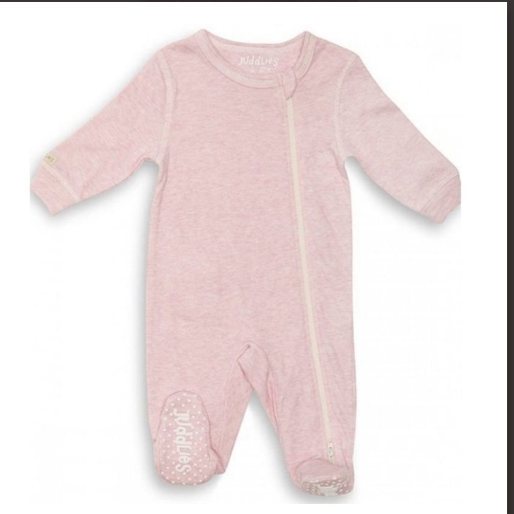 Pink juddlies footie/ sleeper and matching hat